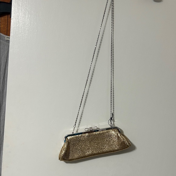 Kate Landry Handbags - Kate Landry Gold Sequin Chain Clutch